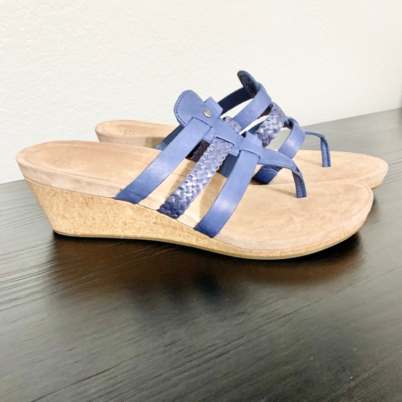 UGGS | 3 Strap Blue Thong Wedge Sandal - Picture 2 of 7